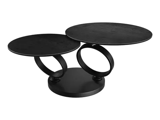 Couchtisch - Platten drehbar, LBH 75/130x75x41,5 cm, Keramik, Titan