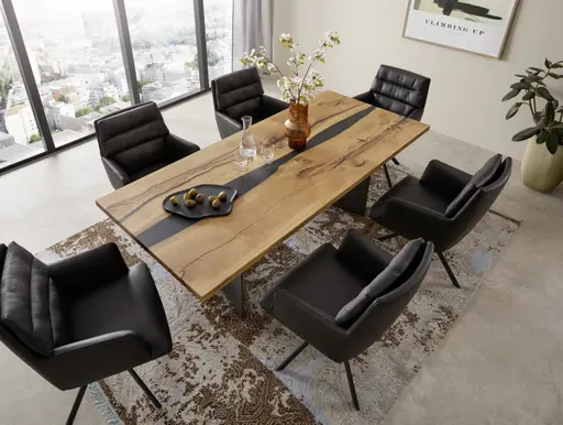 Esstisch Nera - LB ca. 220x110 cm, Asteiche massiv, Epoxy