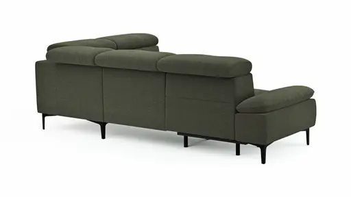 Ecksofa Felipa - 2,5-Sitzer mit Ecke rechts inkl. Armlehne verstellbar und Rückenlehne/Sitztiefe verstellbar (motorisch), Stoff, Dunkelgrün