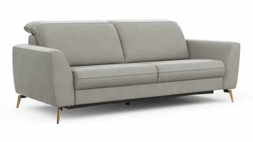 Sofa Tulsa KV - 3-Sitzer, inkl. Sitzvorzug (motorisch) und Kopfteilverstellung, Leder, Graubeige