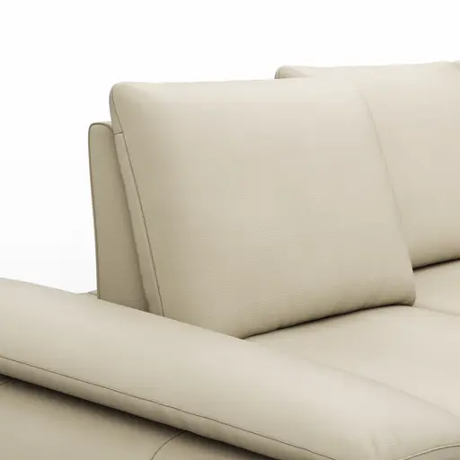 Ecksofa Collina - 2,5-Sitzer, Longchair rechts, inklusive Kopfstütze, Leder, Ecru