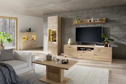 Wandboard - B ca. 150 cm, Eiche Nachbildung, Eiche massiv geölt