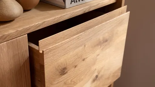 Regal Oreia - mit Schubkastenset, Wildeiche massiv, natur geölt