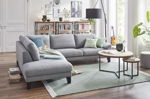 Ecksofa Oviedo - Ecke links mit 2,5-Sitzer, Stoff, Grau