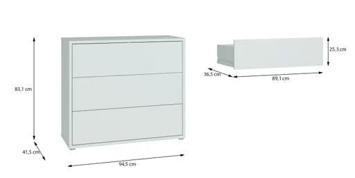 Kommode FAID- B ca. 95 cm, Hellgrau