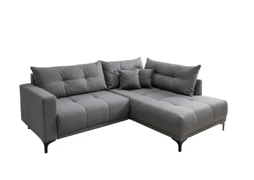 Ecksofa - 2-Sitzer mit Longchair rechts, Stoff, Anthrazit