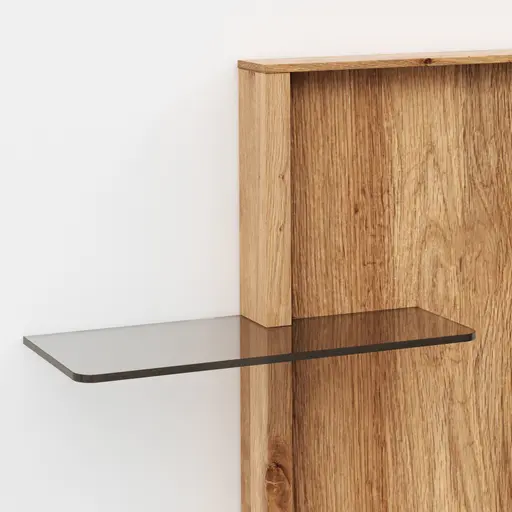 Wandregal Saratoga - rechtsseitig, Wildeiche massiv, natur geölt