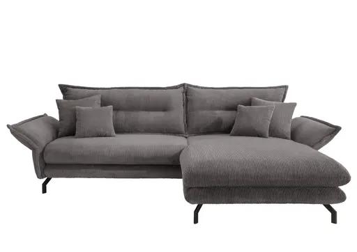 Ecksofa - 2-Sitzer, Ecke rechts, Armlehnen verstellbar, Stoff, Grau