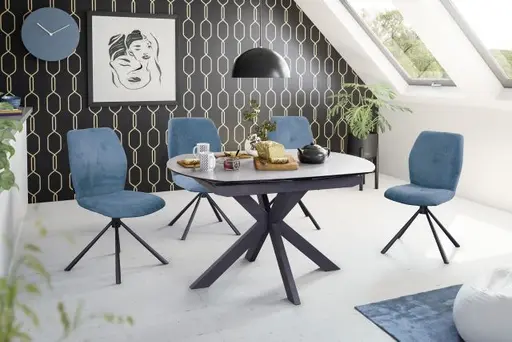 Esstisch MEGGIE - ausziehbar, LB ca. 130x100 cm, Keramik, Grau