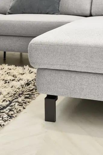 Ecksofa - 3-Sitzer mit Longchair rechts, Relaxfunktion motorisch, Stoff, Hellgrau