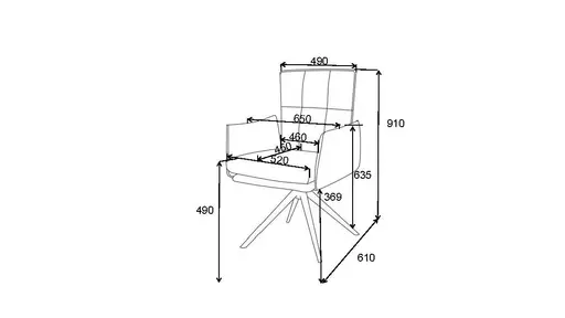 Armlehnstuhl MARCELLA - drehbar, Leder, Dunkelbraun