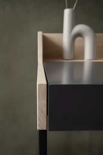 Schreibtisch - Eiche, Milk, Lack, Dunkelgrau