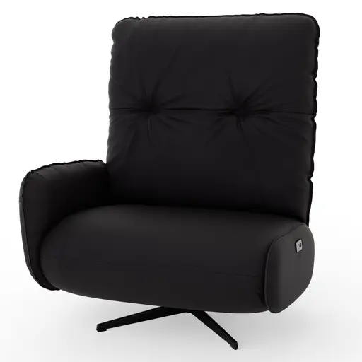 Loungesessel Lovere - Leder, Schwarz, Armlehne links