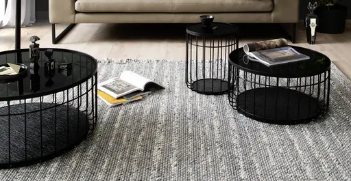 Couchtisch Svala S - Eisen, MDF, Glas, Schwarz