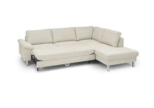 Ecksofa COOL - 2,5-Sitzer mit Ecke rechts, Querschläfer, Stoff, Natur