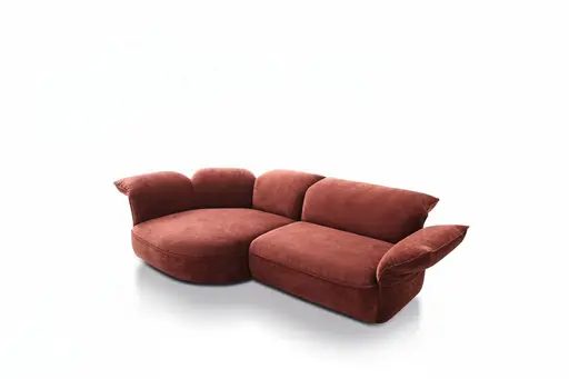 Ecksofa - Ecke links mit 1-Sitzer, Kopfteil/Armlehne verstellbar, Stoff, Rost