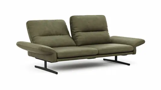 Sofa Alexander - 3-Sitzer inkl. Kopfstütze/Armlehne verstellbar, Leder, Olive