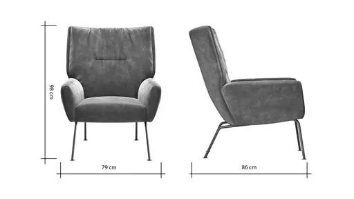 Sessel Maximilian - Stoff, Hellgrau