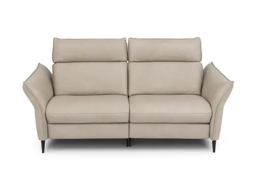 Sofa - 2,5-Sitzer, Kopfteil verstellbar, Leder, Creme