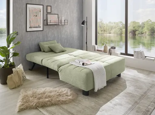 Faltsofa Easy - 2-Sitzer ohne Armlehne, ca. 140 cm inkl. Schlaffunktion, Stoff, Grün