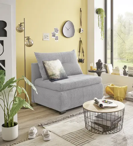 Schlafsofa - 1-Sitzer inkl. Schlaffunktion, Stoff, Hellgrau