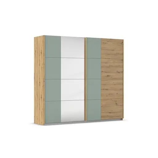Schwebetürenschrank ROMANA- B ca. 226 cm, Eiche Dekor, Salbei