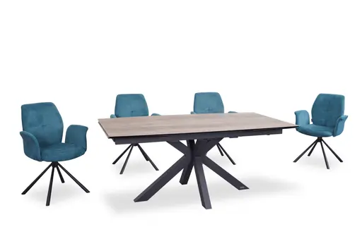 Armlehnstuhl MANOA - drehbar, Stoff, Petrol