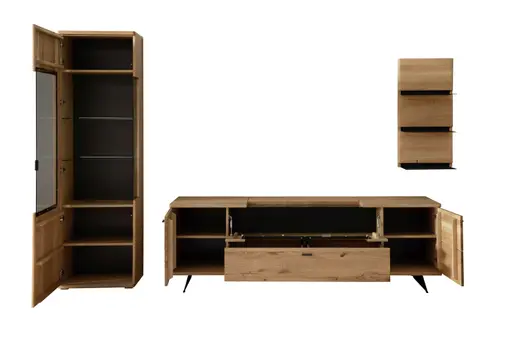 Wohnwand - Eiche teilmassiv