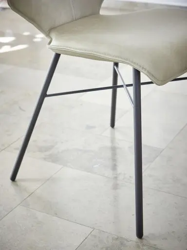 Stuhl Penthouse - Leder, Steingrau, 4 Fuß, Metall, Anthrazit