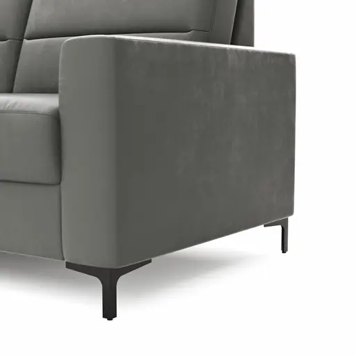 Ecksofa Merlos H. - Ecke links mit 2,5-Sitzer rechts, Leder, Graubraun