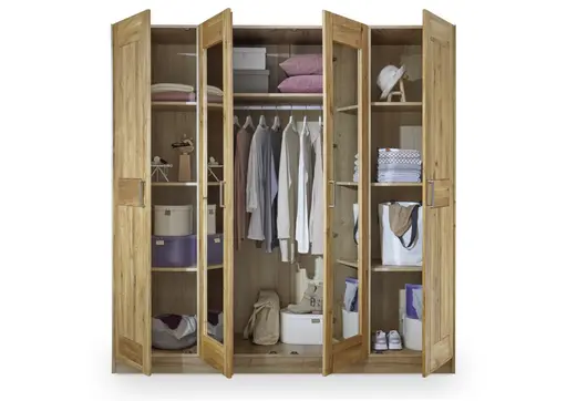 Drehtürenschrank- B ca. 202 cm, Eiche, Massiv, Geölt