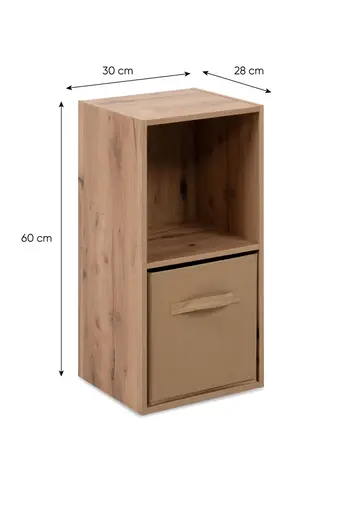 Regal - inkl. Stoffbox, B ca. 30 cm, Artisan Eiche Nachbildung, Beige