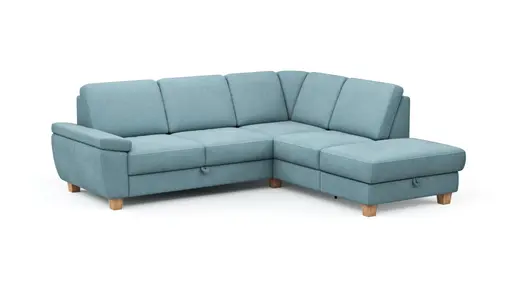 Ecksofa Sommerville - 2,5-Sitzer mit Ecke rechts, inkl. Schlaffunktion, Relaxfunktion (manuell), Stoff, Hellblau