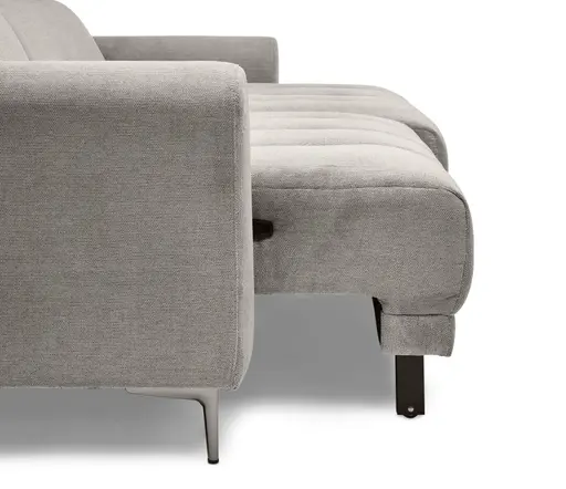 Ecksofa MINAO - 1,5-Sitzer mit Longchair rechts, Sitztiefe verstellbar motorisch, Kopfteil verstellbar, Stoff, Truffle