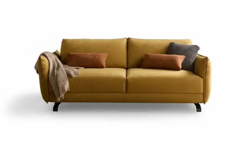 Sofa Fiolina - 3-Sitzer inkl. Schlaffunktion, Stoff, Senfgelb