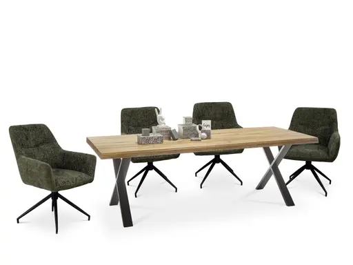 Armlehnstuhl MARYBEL - drehbar, Stoff, Grün