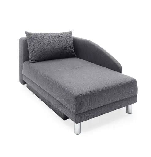 Recamiere - inkl. Schlaffunktion und Bettkasten, Stoff schwarz