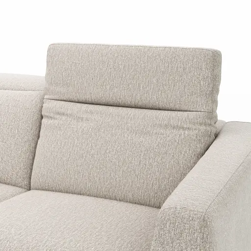 Ecksofa Rafaela 2.0 - Longchair mit 2,5-Sitzer rechts inkl. Kopfteilverstellung, Stoff, Champagner