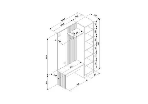 Kompaktgarderobe - Artisan Eiche Nachbildung, Anthrazit
