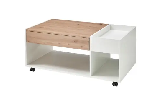 Couchtisch - LB ca. 110x60 cm, Weiß, Artisan Eiche Nachbildung