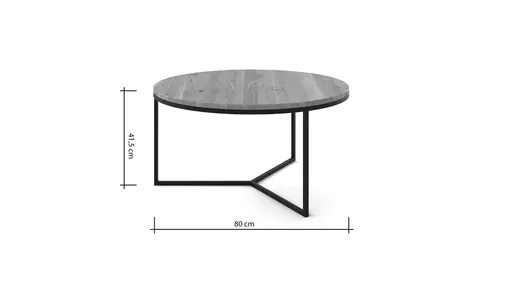 Couchtisch Joan 1 -  LBH ca. 80x80x41,5 cm, Asteiche massiv, Gestell schwarz