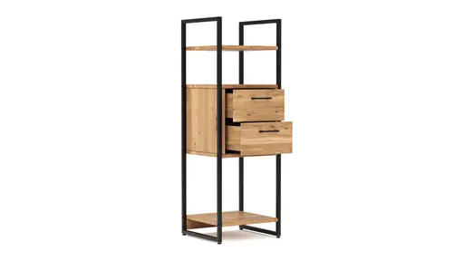 Regal Farmingdale - mit zwei Schubkästen, Eiche massiv, natur geölt