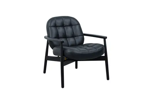 Loungesessel Frost - Leder, Schwarz