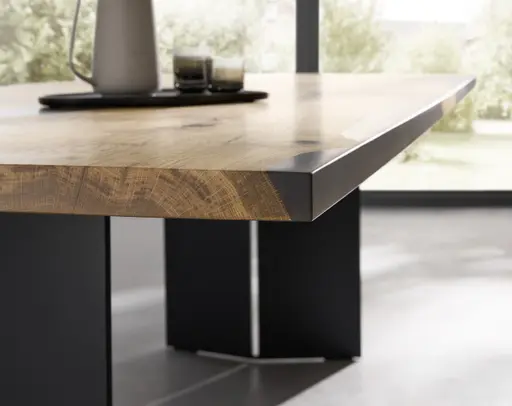 Esstisch Nera - LB ca. 220 x 110 cm, Asteiche massiv, Epoxy, Grau