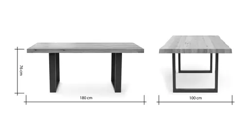 Esstisch Clifton - LB ca. 180x100 cm, Wildeiche massiv, Schwarz verfüllt