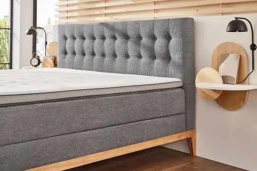 Boxspringbett- Liegefläche ca. 180x200 cm, Stoff, Hellgrau
