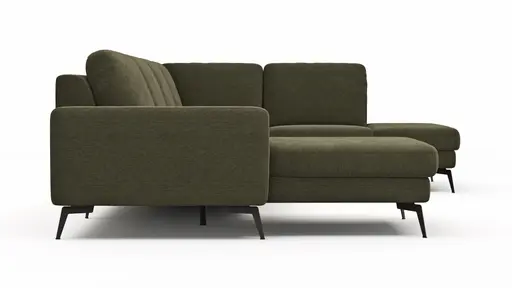 Wohnlandschaft Enna - Longchair links, 2,5-Sitzer, Ecke rechts, Stoff, Olive