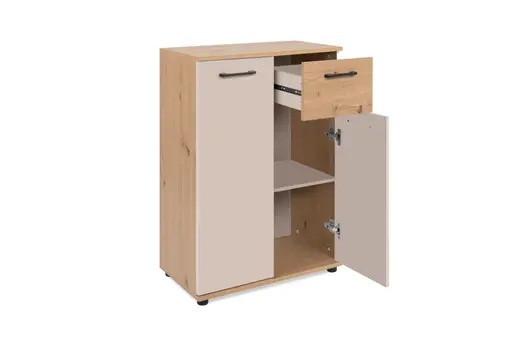 Kommode- B ca. 60 cm, Eiche Dekor, Beige