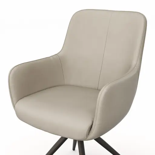 Armlehnstuhl Mis - Leder, Graubraun, Gestell, Schwarz