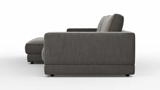 Ecksofa Juni - Longchair links mit 1,5-Sitzer, Stoff, Schwarz